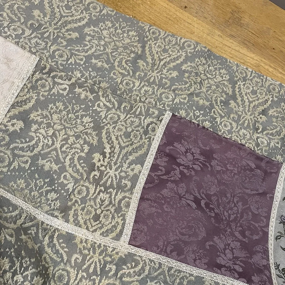 Croscill‎ CAITLIN Lined Valance Damask Floral Sage, Purple Patchwork 18x90